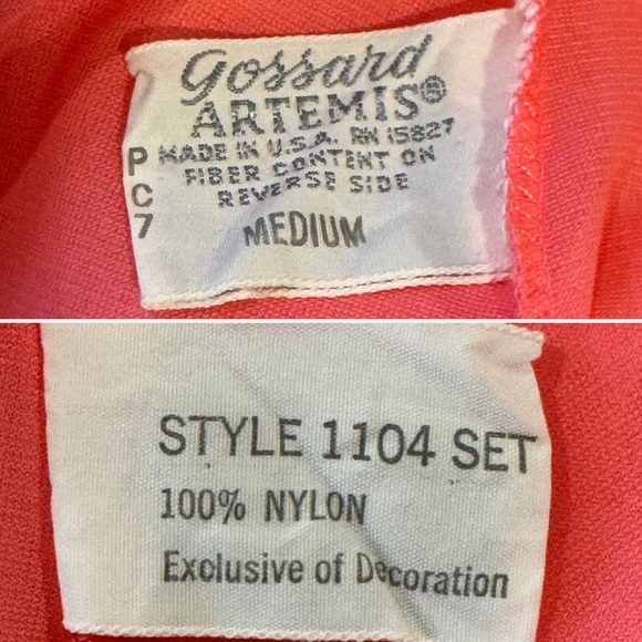 Vintage Artemis Gossard Pink Coral Silky Satin Sheer Chiffon Maxi Gown Robe Set - Picture 3 of 13